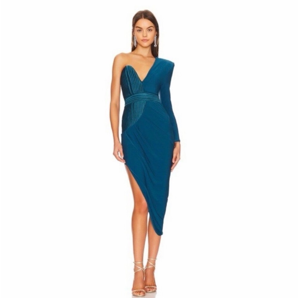 Zhivago One Shoulder Teal Dress SZ 8 Like New